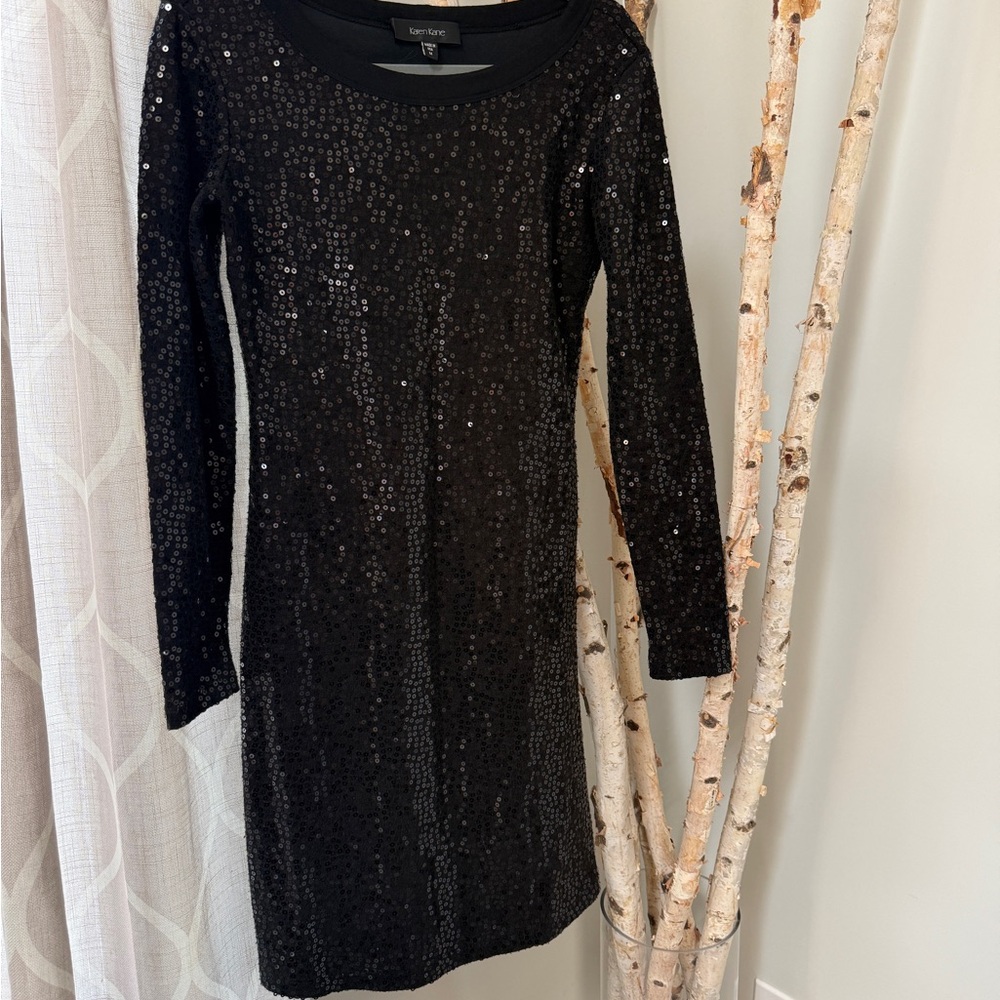 Karen Kane Black Sequin Long Sleeve Dress